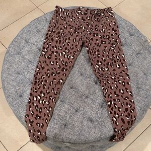 Sweaty Betty Power Leggings Full Length Leopard Print brown & tan size XL